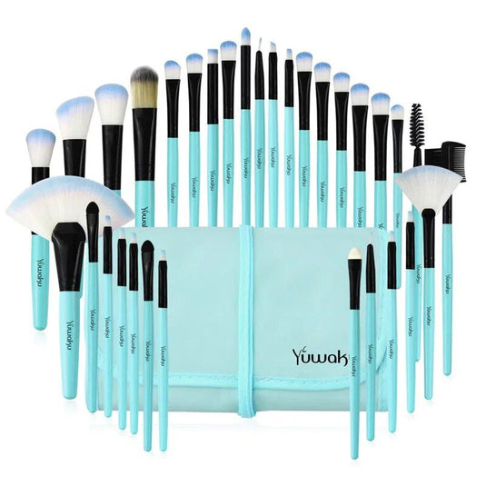 Professional Makeup Brush Set 32 Piece with Eco-Friendly Wooden Handles and Bag