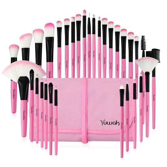 Professional Makeup Brush Set 32 Piece with Eco-Friendly Wooden Handles and Bag