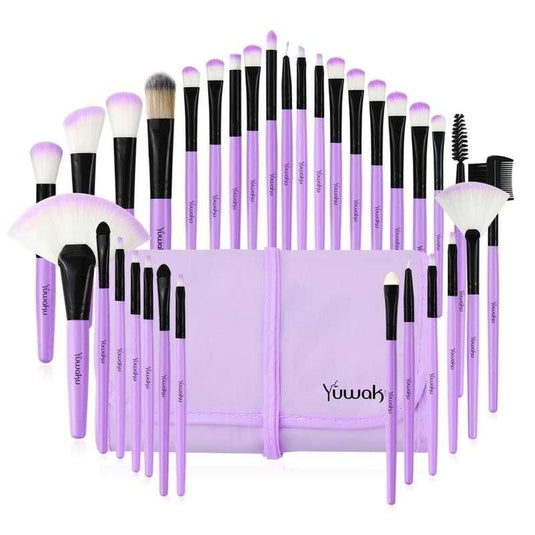 Professional Makeup Brush Set 32 Piece with Eco-Friendly Wooden Handles and Bag