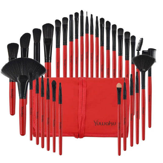 Professional Makeup Brush Set 32 Piece with Eco-Friendly Wooden Handles and Bag